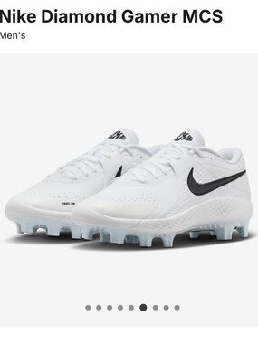 Nike Men's Diamond Gamer MCS White with Black Swoosh Cleats